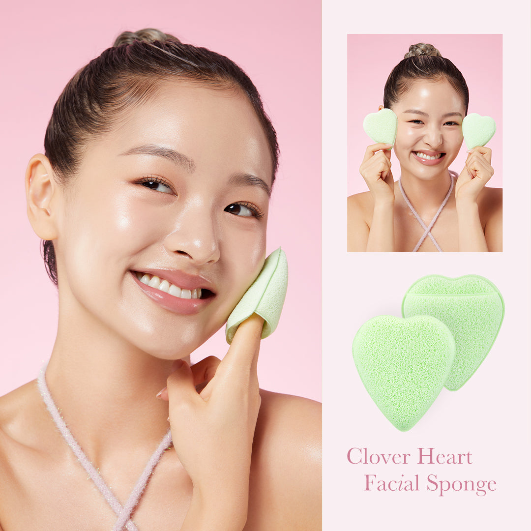 Clover Heart Facial Sponge - Fresh-Looking Skin