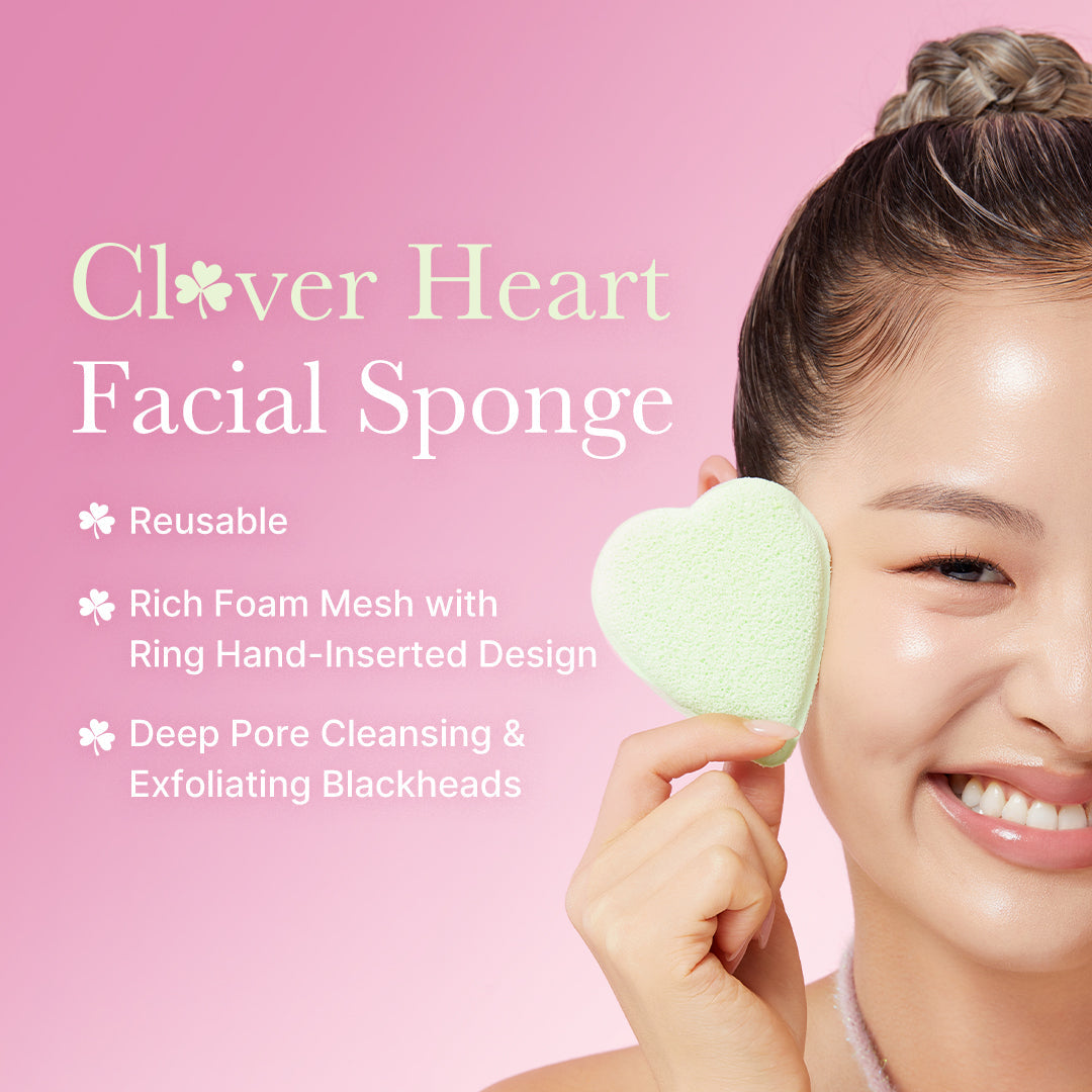 Clover Heart Facial Sponge - Fresh-Looking Skin